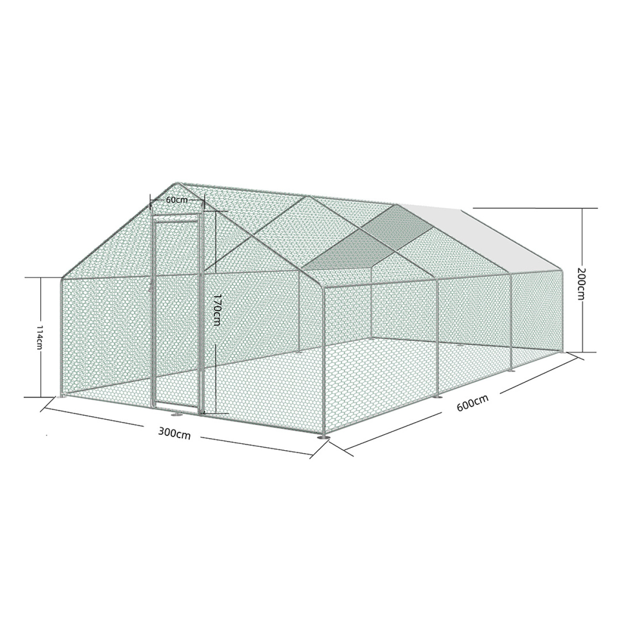 Țarc pentru găini, din oțel galvanizat, 3 × 6 × 2 m