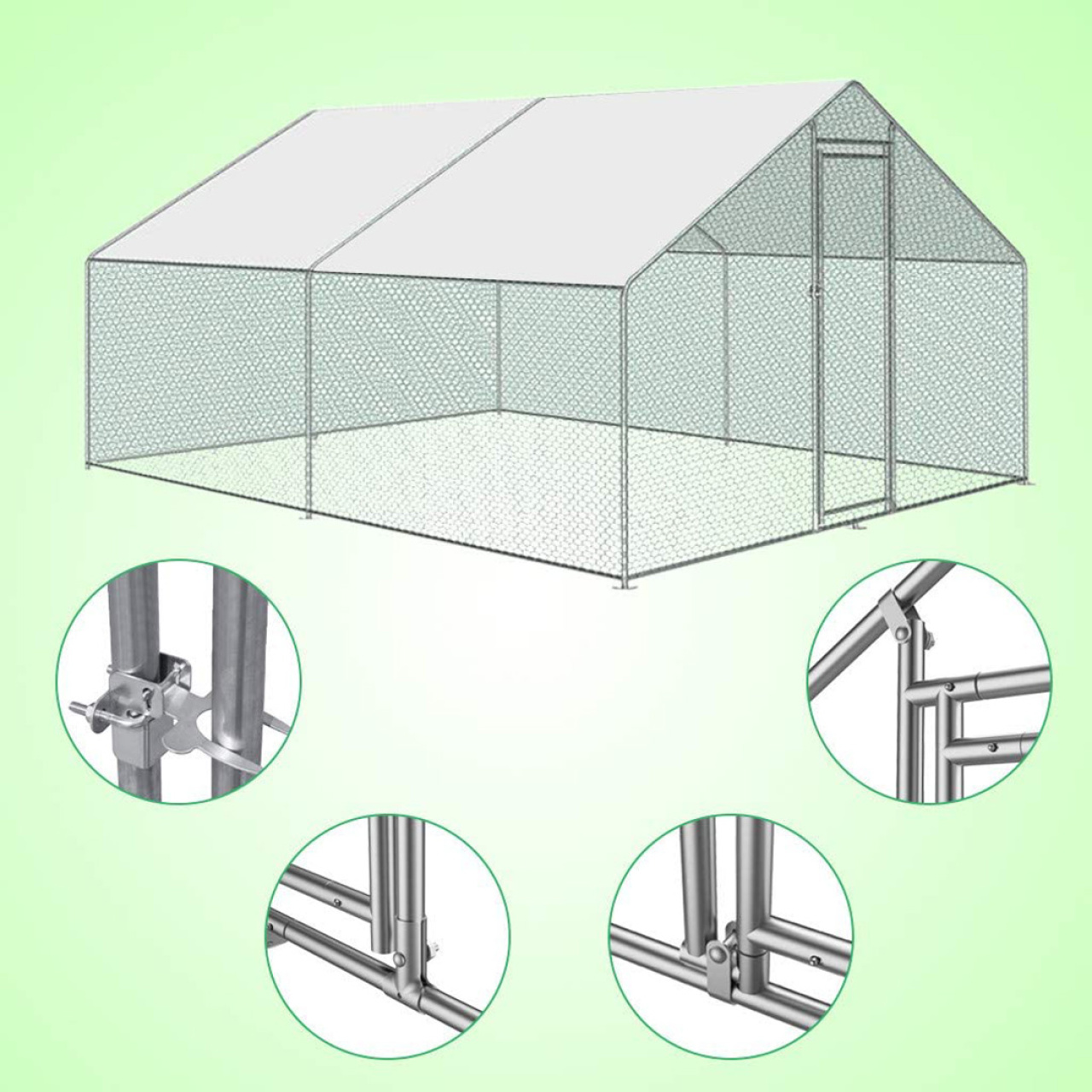 Țarc pentru găini, din oțel galvanizat, 3 × 3 × 2 m