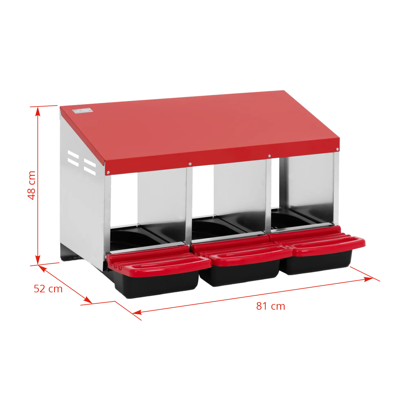 Cuibar pentru găini, din oțel galvanizat, 3 compartimente
