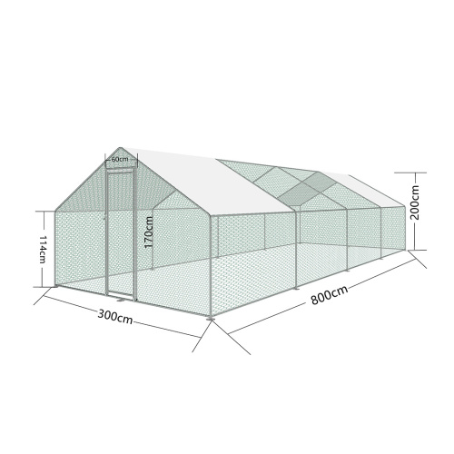 Țarc pentru găini, din oțel galvanizat, 3 × 8 × 2 m